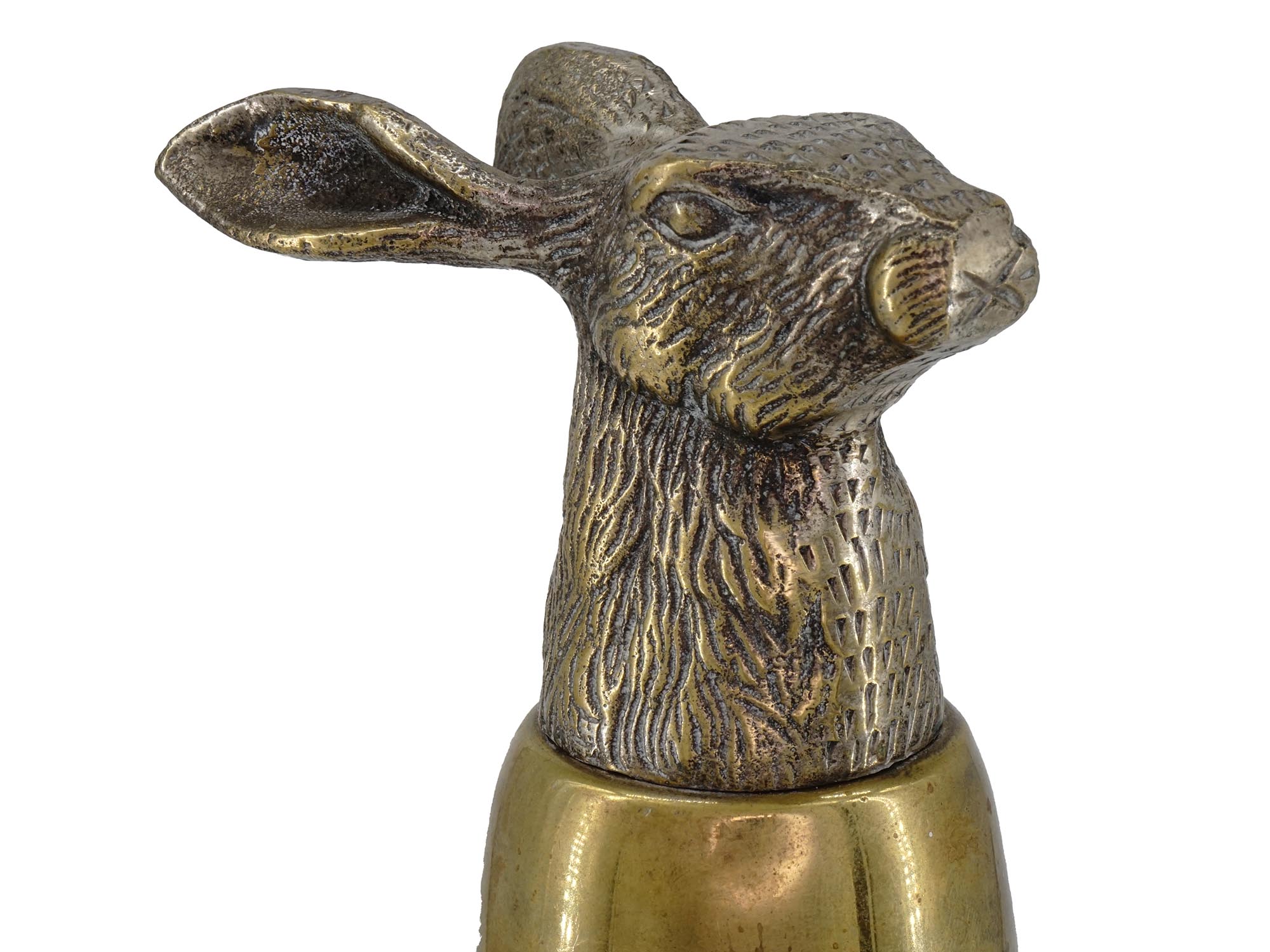 SILVER PLATED BRASS STIRRUP CUP WITH RABBIT HEAD PIC-7